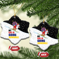 Santa Claus Ski My Life Is Going Downhill Christmas Ceramic Ornament Xmas Holiday Patterns - Wonder Print Shop