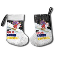 Santa Claus Ski My Life Is Going Downhill Christmas Stocking Xmas Holiday Patterns - Wonder Print Shop