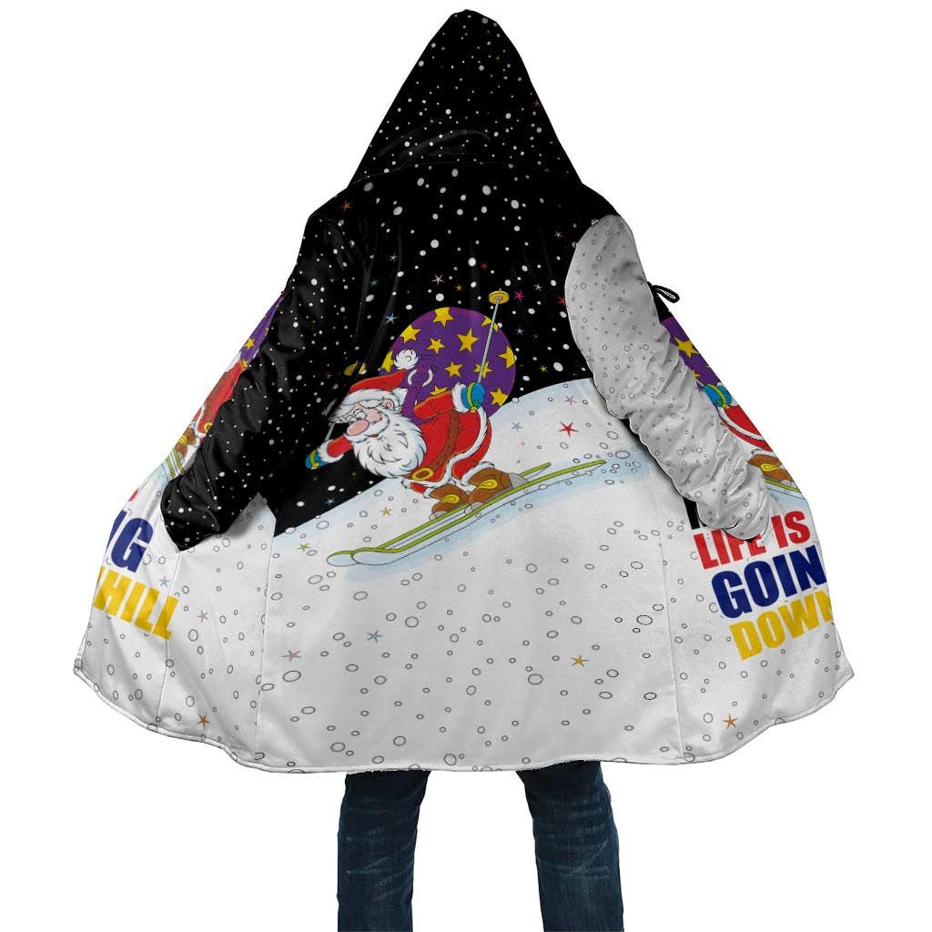 Santa Claus Ski My Life Is Going Downhill Christmas Cloak Xmas Holiday Patterns - Wonder Print Shop