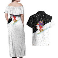 Santa Claus Ski My Life Is Going Downhill Christmas Couples Matching Off Shoulder Maxi Dress and Hawaiian Shirt Xmas Holiday Patterns - Wonder Print Shop