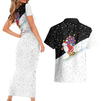 Santa Claus Ski My Life Is Going Downhill Christmas Couples Matching Short Sleeve Bodycon Dress and Hawaiian Shirt Xmas Holiday Patterns - Wonder Print Shop