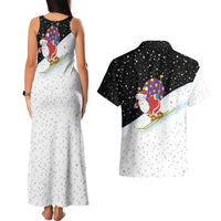 Santa Claus Ski My Life Is Going Downhill Christmas Couples Matching Tank Maxi Dress and Hawaiian Shirt Xmas Holiday Patterns - Wonder Print Shop