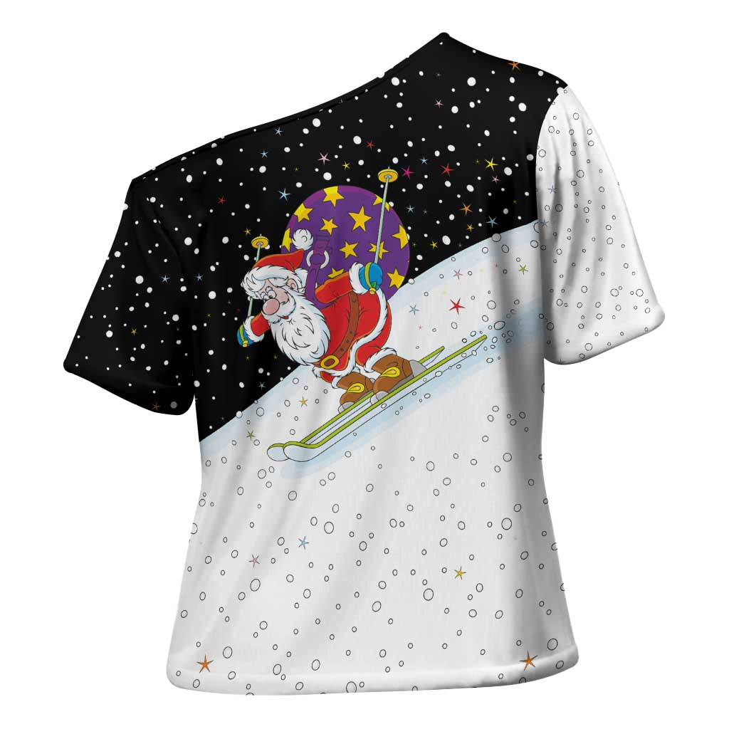 Santa Claus Ski My Life Is Going Downhill Christmas Cross Shoulder Shirt Xmas Holiday Patterns - Wonder Print Shop
