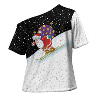 Santa Claus Ski My Life Is Going Downhill Christmas Cross Shoulder Shirt Xmas Holiday Patterns - Wonder Print Shop