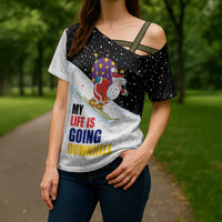 Santa Claus Ski My Life Is Going Downhill Christmas Cross Shoulder Shirt Xmas Holiday Patterns - Wonder Print Shop