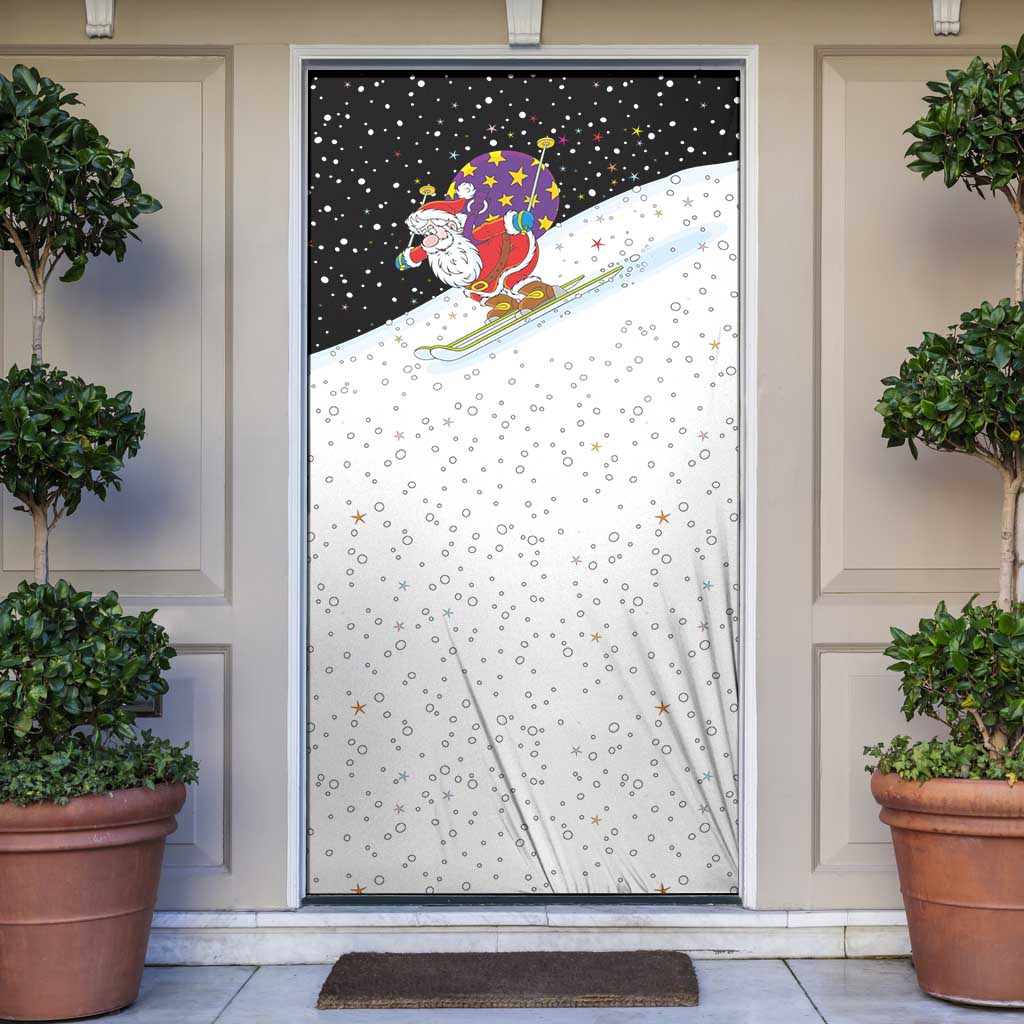 Santa Claus Ski My Life Is Going Downhill Christmas Door Cover Xmas Holiday Patterns - Wonder Print Shop