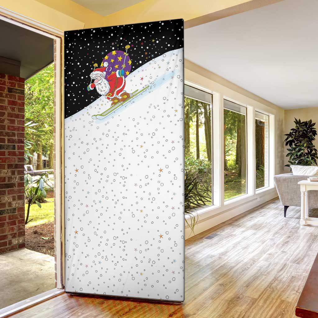 Santa Claus Ski My Life Is Going Downhill Christmas Door Cover Xmas Holiday Patterns - Wonder Print Shop