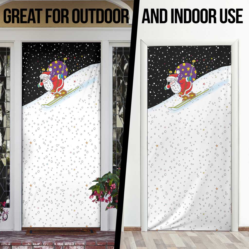 Santa Claus Ski My Life Is Going Downhill Christmas Door Cover Xmas Holiday Patterns - Wonder Print Shop
