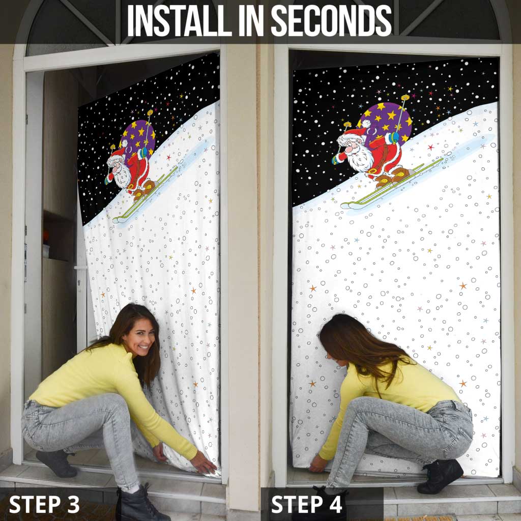 Santa Claus Ski My Life Is Going Downhill Christmas Door Cover Xmas Holiday Patterns - Wonder Print Shop