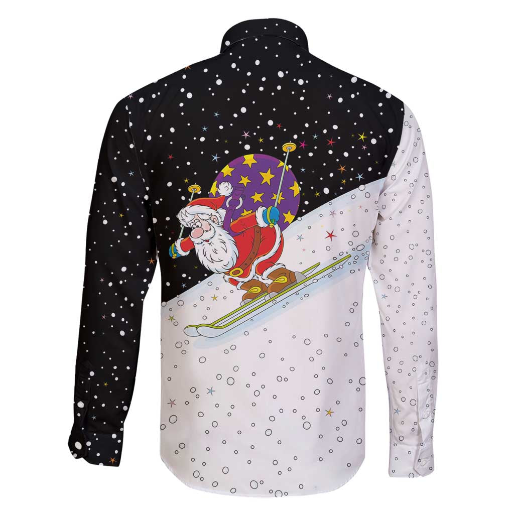 Santa Claus Ski My Life Is Going Downhill Christmas Family Matching Long Sleeve Bodycon Dress and Hawaiian Shirt Xmas Holiday Patterns - Wonder Print Shop