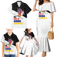 Santa Claus Ski My Life Is Going Downhill Christmas Family Matching Mermaid Dress and Hawaiian Shirt Xmas Holiday Patterns - Wonder Print Shop