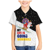 Santa Claus Ski My Life Is Going Downhill Christmas Family Matching Mermaid Dress and Hawaiian Shirt Xmas Holiday Patterns - Wonder Print Shop