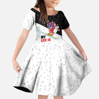 Santa Claus Ski My Life Is Going Downhill Christmas Family Matching Off The Shoulder Long Sleeve Dress and Hawaiian Shirt Xmas Holiday Patterns - Wonder Print Shop