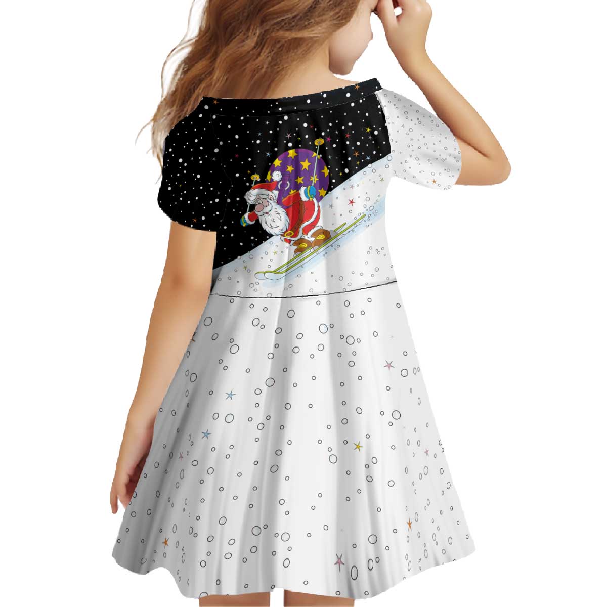 Santa Claus Ski My Life Is Going Downhill Christmas Family Matching Off The Shoulder Long Sleeve Dress and Hawaiian Shirt Xmas Holiday Patterns - Wonder Print Shop