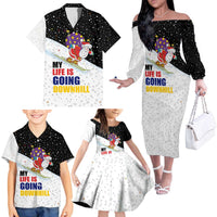 Santa Claus Ski My Life Is Going Downhill Christmas Family Matching Off The Shoulder Long Sleeve Dress and Hawaiian Shirt Xmas Holiday Patterns - Wonder Print Shop