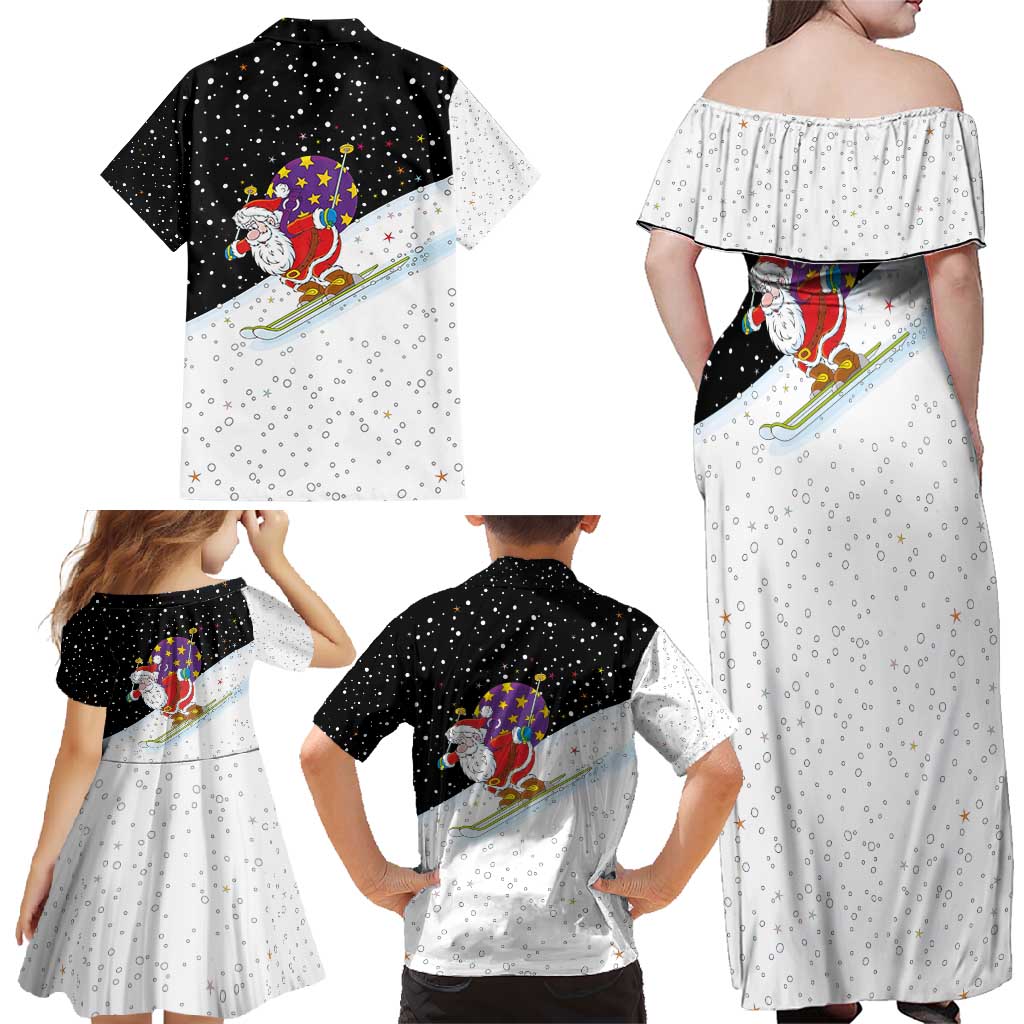 Santa Claus Ski My Life Is Going Downhill Christmas Family Matching Off Shoulder Maxi Dress and Hawaiian Shirt Xmas Holiday Patterns - Wonder Print Shop