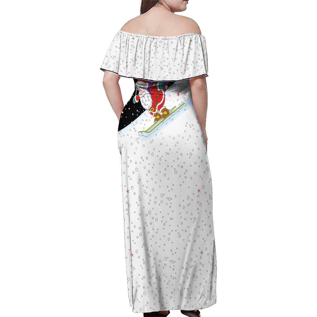 Santa Claus Ski My Life Is Going Downhill Christmas Family Matching Off Shoulder Maxi Dress and Hawaiian Shirt Xmas Holiday Patterns - Wonder Print Shop