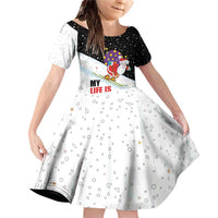 Santa Claus Ski My Life Is Going Downhill Christmas Family Matching Off Shoulder Short Dress and Hawaiian Shirt Xmas Holiday Patterns - Wonder Print Shop