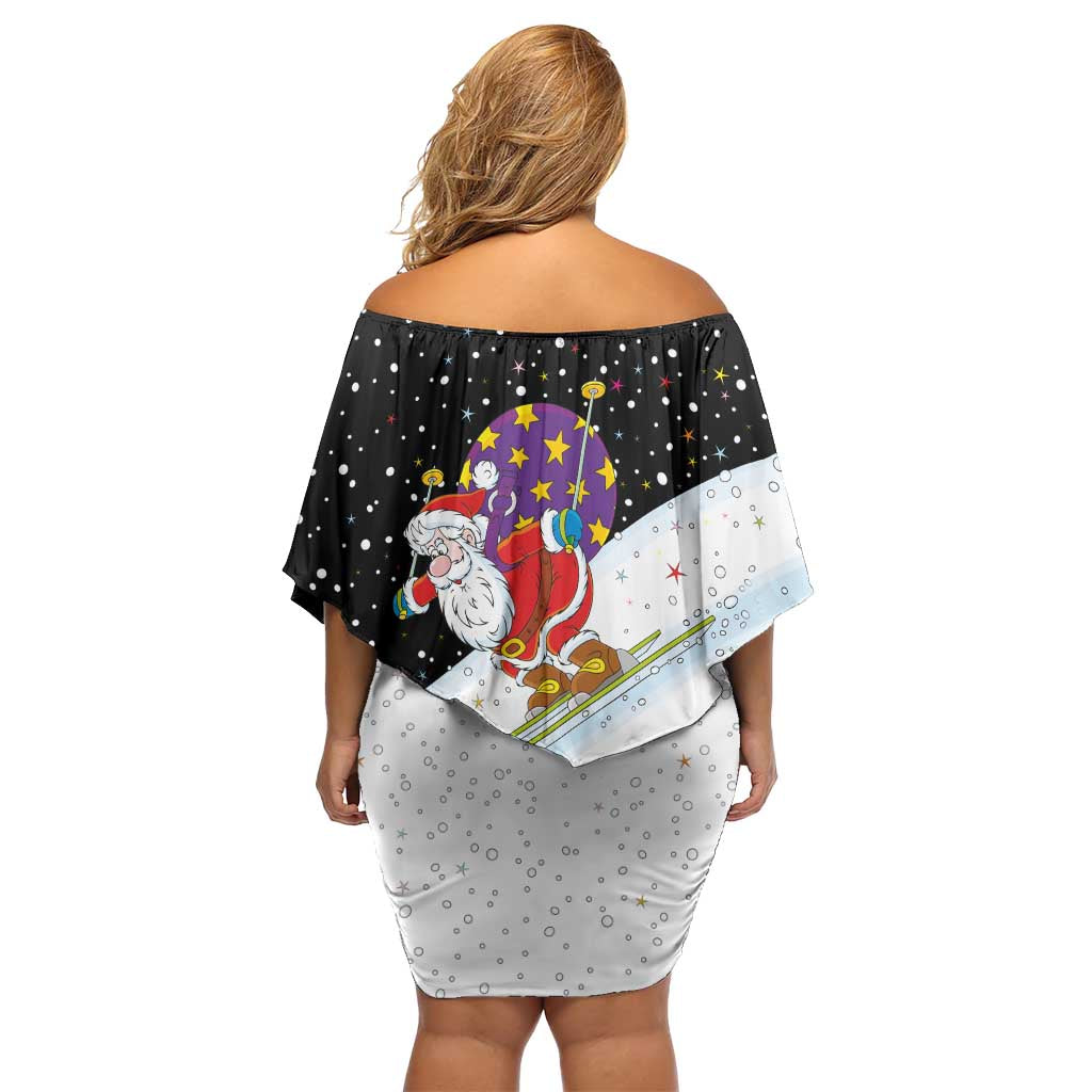 Santa Claus Ski My Life Is Going Downhill Christmas Family Matching Off Shoulder Short Dress and Hawaiian Shirt Xmas Holiday Patterns - Wonder Print Shop