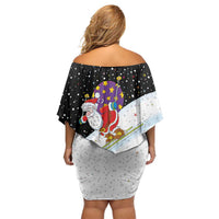 Santa Claus Ski My Life Is Going Downhill Christmas Family Matching Off Shoulder Short Dress and Hawaiian Shirt Xmas Holiday Patterns - Wonder Print Shop