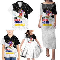 Santa Claus Ski My Life Is Going Downhill Christmas Family Matching Puletasi and Hawaiian Shirt Xmas Holiday Patterns - Wonder Print Shop