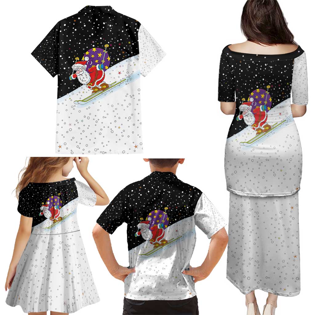 Santa Claus Ski My Life Is Going Downhill Christmas Family Matching Puletasi and Hawaiian Shirt Xmas Holiday Patterns - Wonder Print Shop