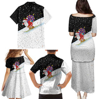 Santa Claus Ski My Life Is Going Downhill Christmas Family Matching Puletasi and Hawaiian Shirt Xmas Holiday Patterns - Wonder Print Shop