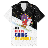 Santa Claus Ski My Life Is Going Downhill Christmas Family Matching Short Sleeve Bodycon Dress and Hawaiian Shirt Xmas Holiday Patterns - Wonder Print Shop