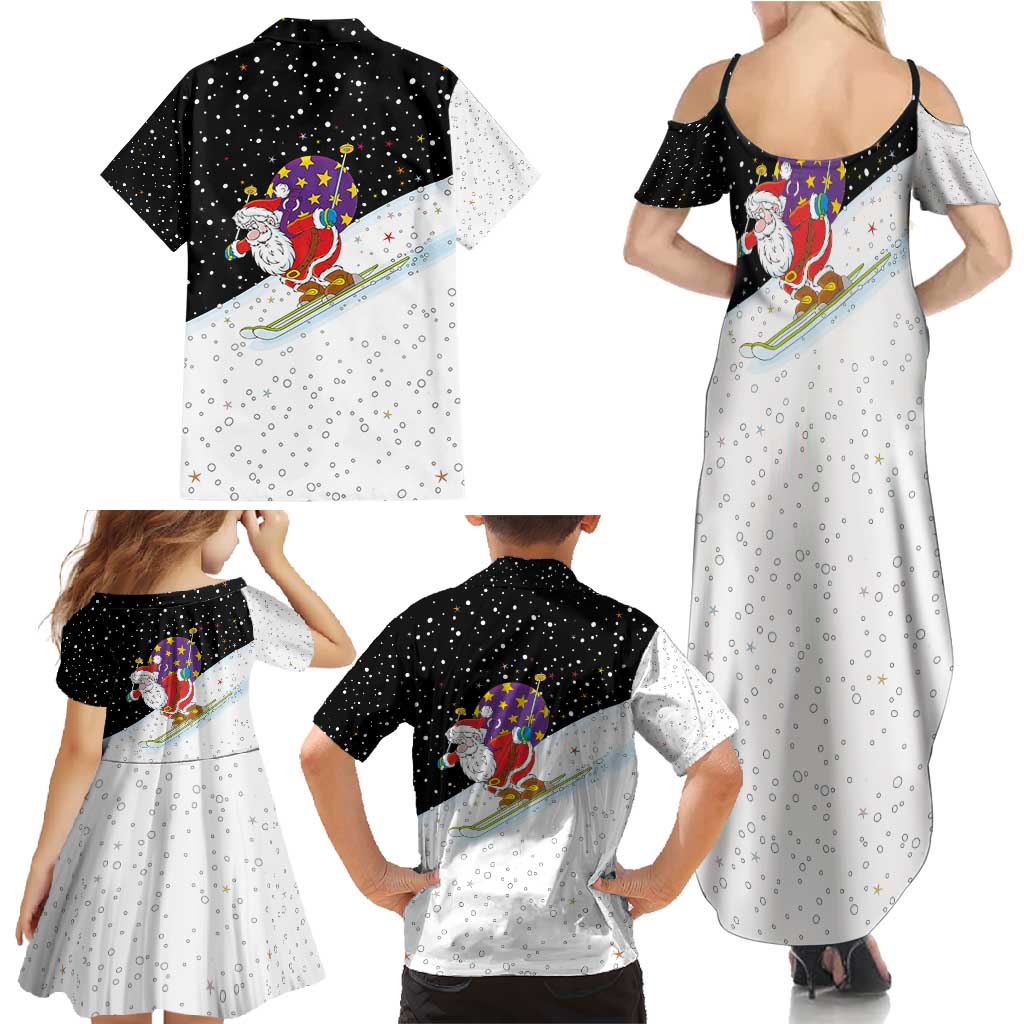 Santa Claus Ski My Life Is Going Downhill Christmas Family Matching Summer Maxi Dress and Hawaiian Shirt Xmas Holiday Patterns - Wonder Print Shop