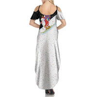 Santa Claus Ski My Life Is Going Downhill Christmas Family Matching Summer Maxi Dress and Hawaiian Shirt Xmas Holiday Patterns - Wonder Print Shop