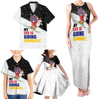 Santa Claus Ski My Life Is Going Downhill Christmas Family Matching Tank Maxi Dress and Hawaiian Shirt Xmas Holiday Patterns - Wonder Print Shop