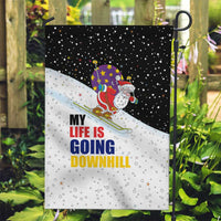 Santa Claus Ski My Life Is Going Downhill Christmas Garden Flag Xmas Holiday Patterns - Wonder Print Shop