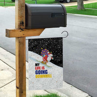 Santa Claus Ski My Life Is Going Downhill Christmas Garden Flag Xmas Holiday Patterns - Wonder Print Shop