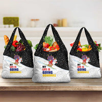 Santa Claus Ski My Life Is Going Downhill Christmas Grocery Bag Xmas Holiday Patterns - Wonder Print Shop