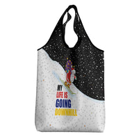 Santa Claus Ski My Life Is Going Downhill Christmas Grocery Bag Xmas Holiday Patterns - Wonder Print Shop