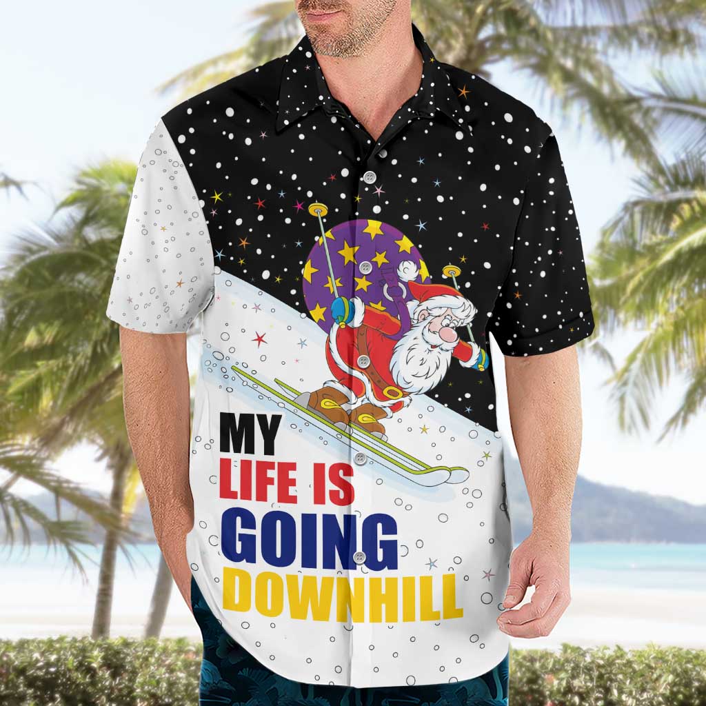 Santa Claus Ski My Life Is Going Downhill Christmas Hawaiian Shirt Xmas Holiday Patterns - Wonder Print Shop