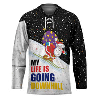Santa Claus Ski My Life Is Going Downhill Christmas Hockey Jersey Xmas Holiday Patterns - Wonder Print Shop