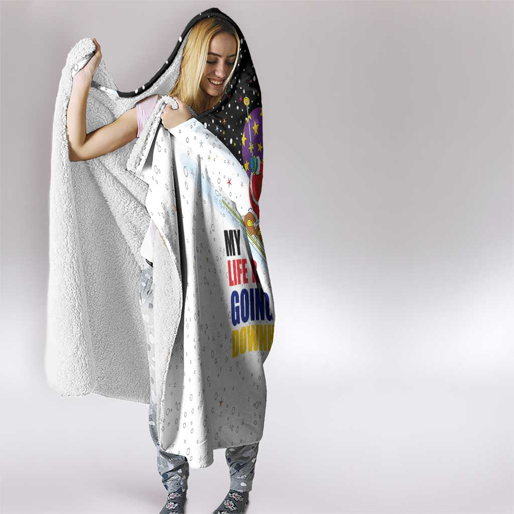 Santa Claus Ski My Life Is Going Downhill Christmas Hooded Blanket Xmas Holiday Patterns - Wonder Print Shop