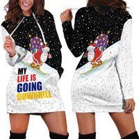 Santa Claus Ski My Life Is Going Downhill Christmas Hoodie Dress Xmas Holiday Patterns - Wonder Print Shop