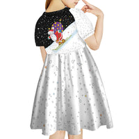 Santa Claus Ski My Life Is Going Downhill Christmas Kid Short Sleeve Dress Xmas Holiday Patterns - Wonder Print Shop