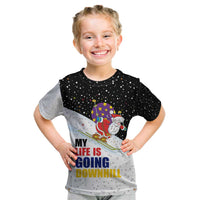 Santa Claus Ski My Life Is Going Downhill Christmas Kid T Shirt Xmas Holiday Patterns - Wonder Print Shop