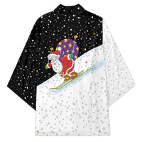 Santa Claus Ski My Life Is Going Downhill Christmas Kimono Xmas Holiday Patterns - Wonder Print Shop