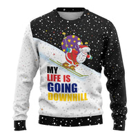Santa Claus Ski My Life Is Going Downhill Christmas Ugly Christmas Sweater Xmas Holiday Patterns - Wonder Print Shop