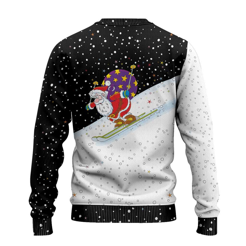 Santa Claus Ski My Life Is Going Downhill Christmas Ugly Christmas Sweater Xmas Holiday Patterns - Wonder Print Shop