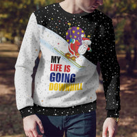 Santa Claus Ski My Life Is Going Downhill Christmas Ugly Christmas Sweater Xmas Holiday Patterns - Wonder Print Shop