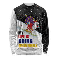 Santa Claus Ski My Life Is Going Downhill Christmas Long Sleeve Shirt Xmas Holiday Patterns - Wonder Print Shop