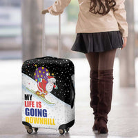 Santa Claus Ski My Life Is Going Downhill Christmas Luggage Cover Xmas Holiday Patterns - Wonder Print Shop