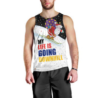 Santa Claus Ski My Life Is Going Downhill Christmas Men Tank Top Xmas Holiday Patterns - Wonder Print Shop