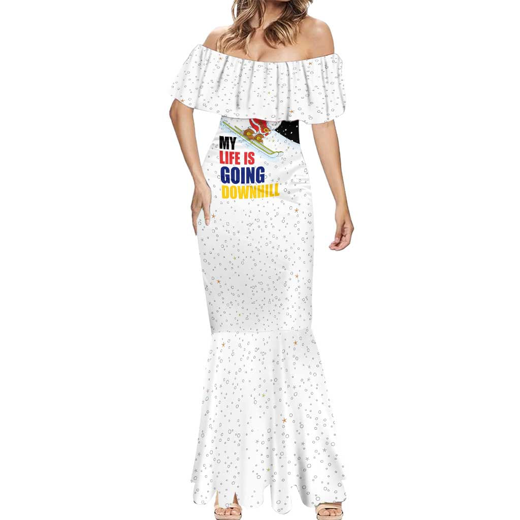 Santa Claus Ski My Life Is Going Downhill Christmas Mermaid Dress Xmas Holiday Patterns - Wonder Print Shop