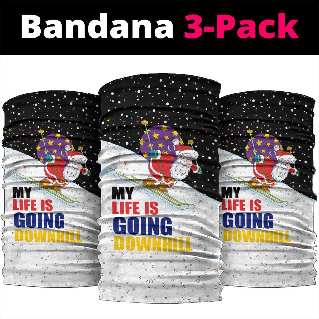 Santa Claus Ski My Life Is Going Downhill Christmas Neck Gaiter Xmas Holiday Patterns - Wonder Print Shop